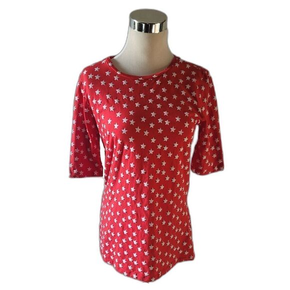 Cable & Gauge Star Print Short Sleeve Patriotic Tee Top Size L - Picture 2 of 6